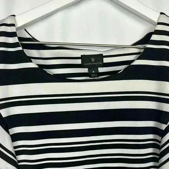 Worthington Womens Dress Black & White 4 Sleeveless Round Neck Knee Length EUC - Picture 8 of 11